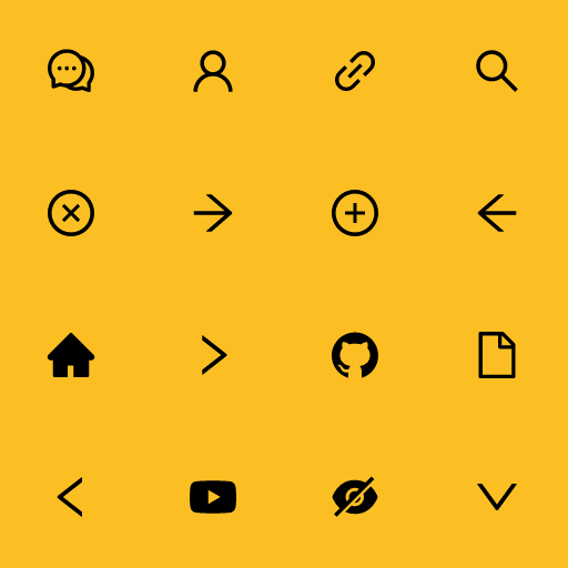 Popular Ant Design Icons icons: Comment Outlined icon, User Outlined icon, Link Outlined icon, Search Outlined icon, Close Circle Outlined icon, Arrow Right Outlined icon, Plus Circle Outlined icon, Arrow Left Outlined icon, Home Filled icon, Right Outlined icon, Github Outlined icon, File Outlined icon, Left Outlined icon, Youtube Filled icon, Eye Invisible Filled icon, Down Outlined icon