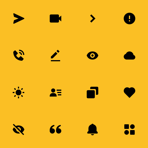 Popular BoxIcons Solid icons: Send icon, Video icon, Chevron Right icon, Error Circle icon, Phone Call icon, Edit Alt icon, Show icon, Cloud icon, Sun icon, User Detail icon, Copy icon, Heart icon, Hide icon, Quote Alt Left icon, Bell icon, Category Alt icon