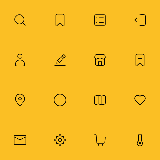 Popular Circum Icons icons: Search icon, Bookmark icon, View List icon, Logout icon, User icon, Edit icon, Shop icon, Bookmark Plus icon, Location On icon, Circle Plus icon, Map icon, Heart icon, Mail icon, Settings icon, Shopping Cart icon, Temp High icon