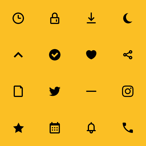Popular Feather Icon icons: Clock icon, Lock icon, Download icon, Moon icon, Arrow Up icon, Check Circle icon, Heart icon, Share icon, File icon, Twitter icon, Minus icon, Instagram icon, Star icon, Calendar icon, Bell icon, Phone icon