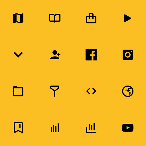 Popular Feather Icon icons: Map icon, Book icon, Shopping Bag icon, Play icon, Arrow Down icon, User Plus icon, Facebook icon, Camera icon, Folder icon, Filter icon, Code icon, Globe icon, Bookmark icon, Activity icon, Bar Chart icon, Youtube icon