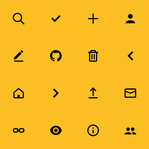 Popular Feather Icon icons: Search icon, Check icon, Plus icon, User icon, Edit icon, Github icon, Trash icon, Arrow Left icon, Home icon, Arrow Right icon, Upload icon, Mail icon, Link icon, Eye icon, Info icon, Users icon
