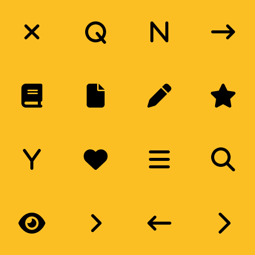 Popular Font Awesome Solid icons: Xmark icon, Q icon, N icon, Arrow Right Long icon, Book icon, File icon, Pen icon, Star icon, Y icon, Heart icon, Bars icon, Magnifying Glass icon, Eye icon, Angle Right icon, Arrow Left Long icon, Chevron Right icon