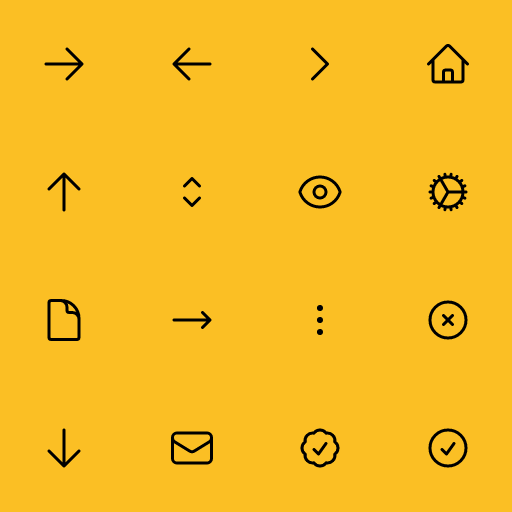 Popular HeroIcons icons: Arrow Right icon, Arrow Left icon, Chevron Right icon, Home icon, Arrow Up icon, Chevron Up Down icon, Eye icon, Cog icon, Document icon, Arrow Long Right icon, Ellipsis Vertical icon, X Circle icon, Arrow Down icon, Envelope icon, Check Badge icon, Check Circle icon