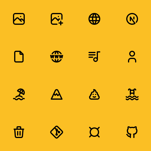 Popular Tabler Icons icons: Photo icon, Photo Plus icon, World icon, Brand Nextjs icon, File icon, World Www icon, Playlist icon, User icon, Beach icon, Mountain icon, Poo icon, Pool icon, Trash icon, Brand Git icon, Currency icon, Brand Github icon
